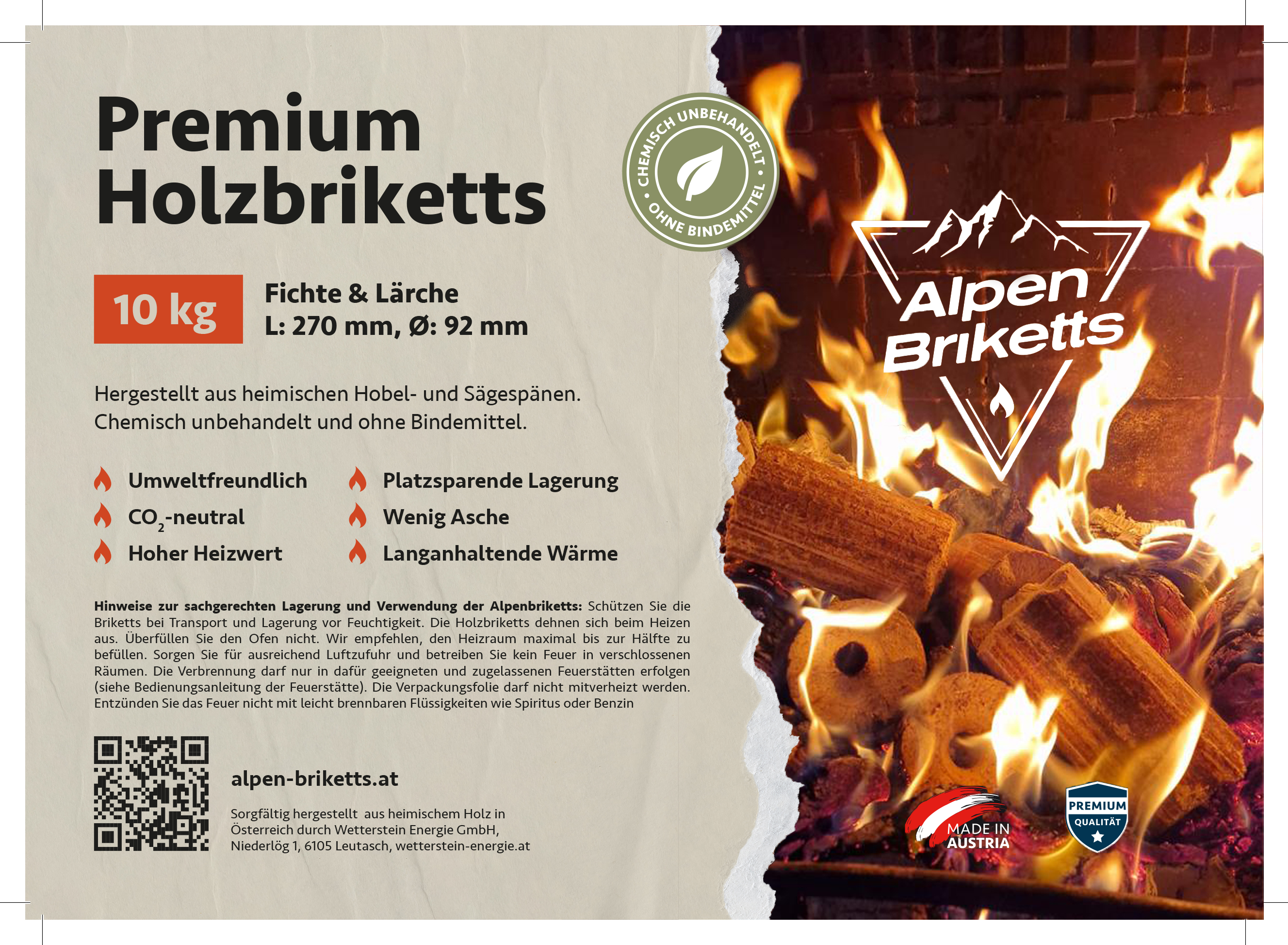 Briketts Weichholz mit Zugloch - Effizientes Brennholz für Kamin, Ofen und  Grill